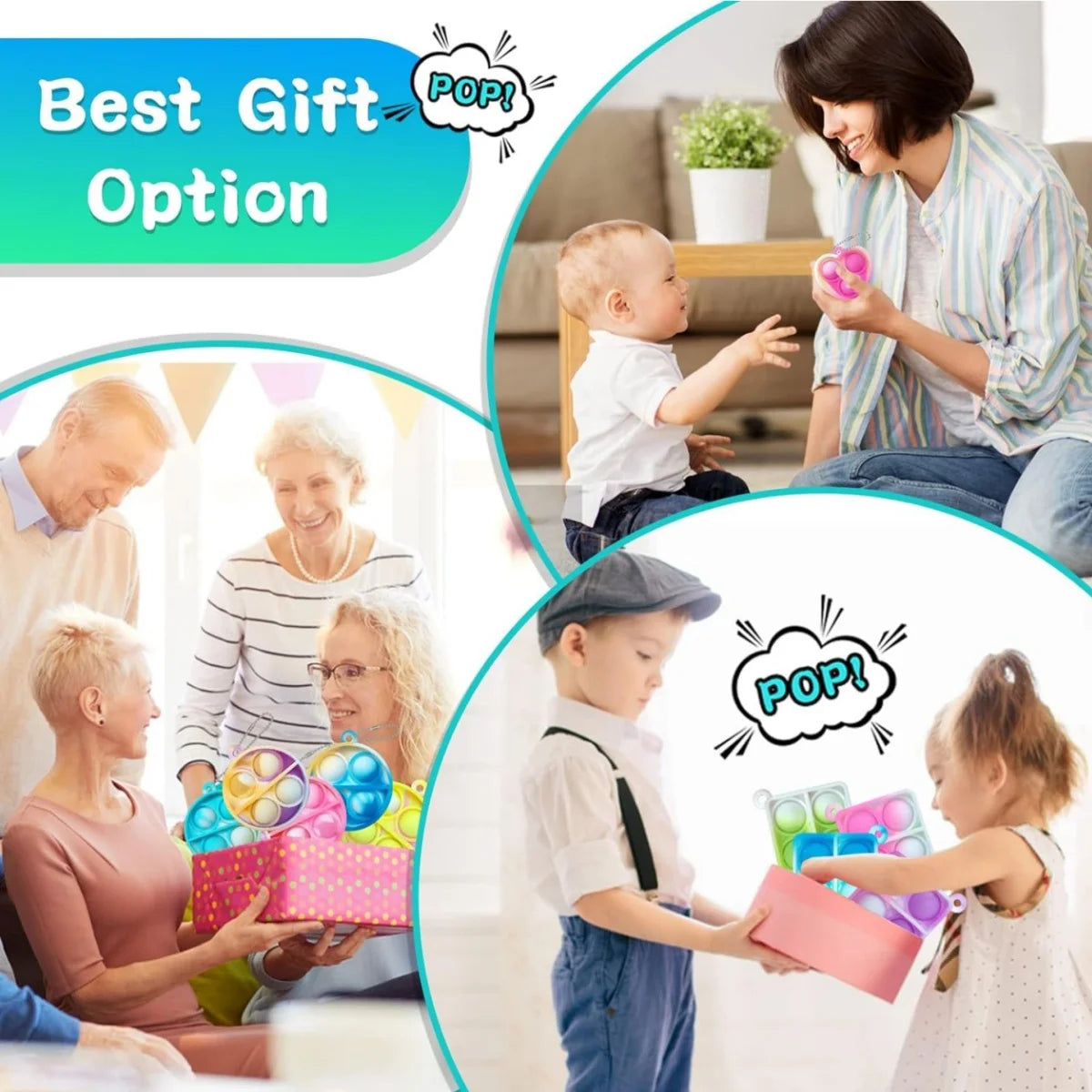 10-50PCS Kids Party Favors Toys Pack Mini Pop Keychain Bulk Packs Toy Classroom Easter Eggs Fillers