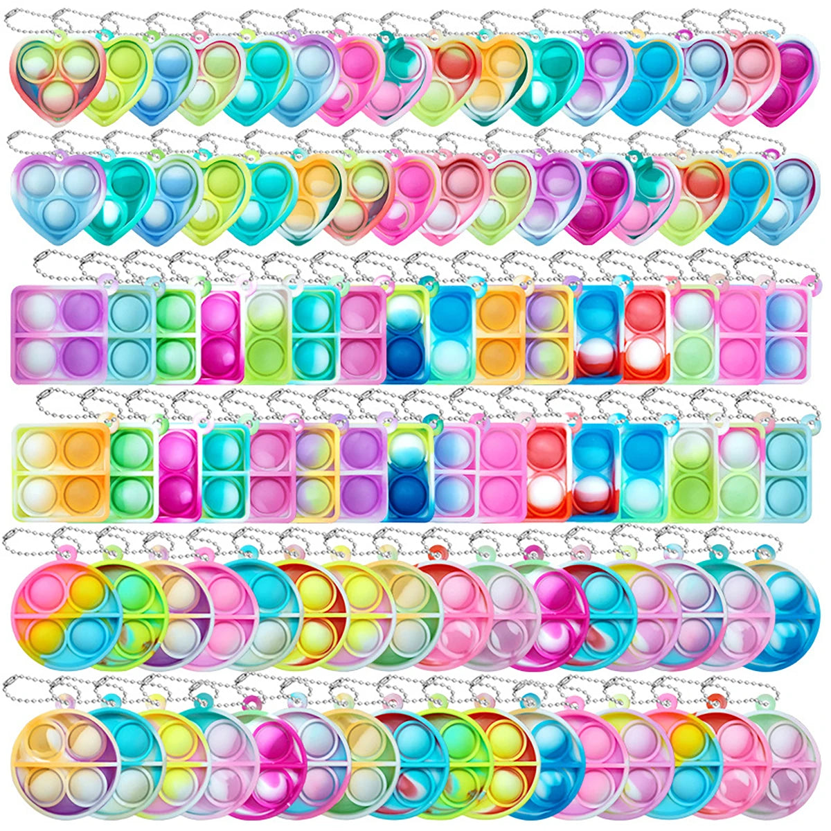 20PCS Mini Pop Keychain Fidget Toys – Bulk Party Favor Set for Kids