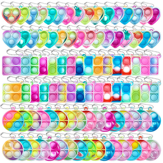 20PCS Mini Pop Keychain Fidget Toys – Bulk Party Favor Set for Kids
