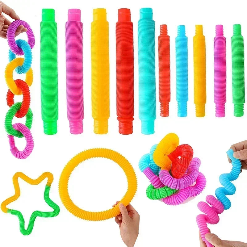 8 16 24 32 Pcs Pop Tubes Toy Set – Fine Motor Skill Fidget Tubes for Kids & Toddlers