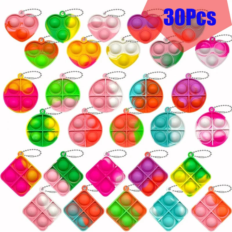 30PCS Mini Pop Keychain Fidget Toy Set – Party Favor Pack