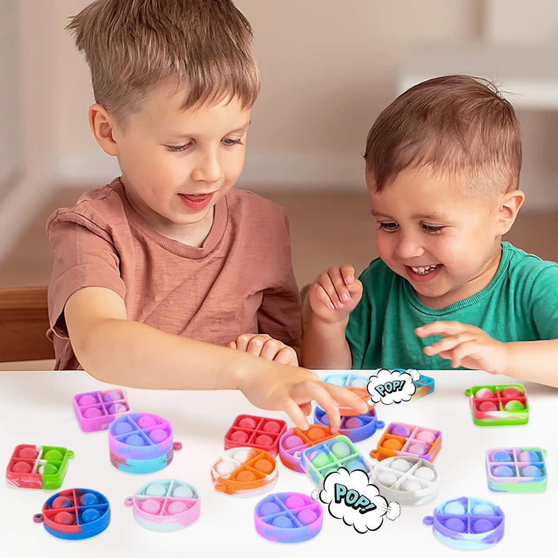 10-30Pcs Mini Pop Keychain Fidget Toys – Party Favor Pack for Kids