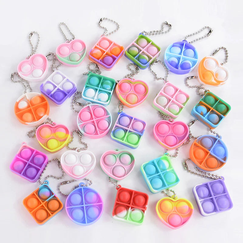 10-30Pcs Mini Pop Keychain Fidget Toys – Party Favor Pack for Kids