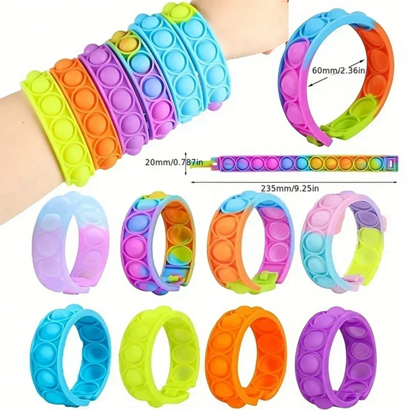30PCS Pop Bubble Fidget Bracelets – Push Pop Wrist Toy Party Pack