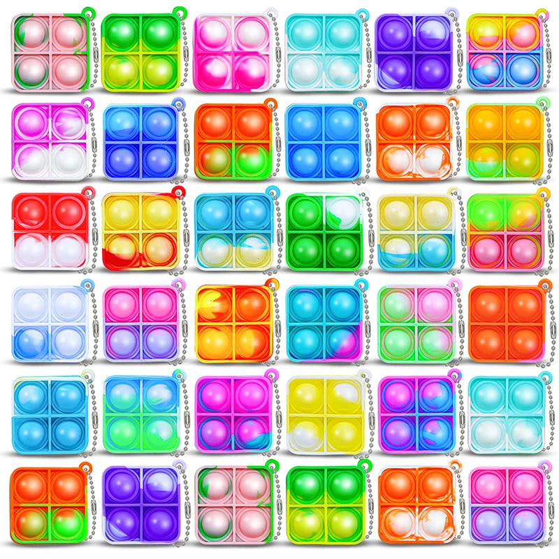 20PCS Mini Pop Fidget Keychain Toys – Party Favor Set