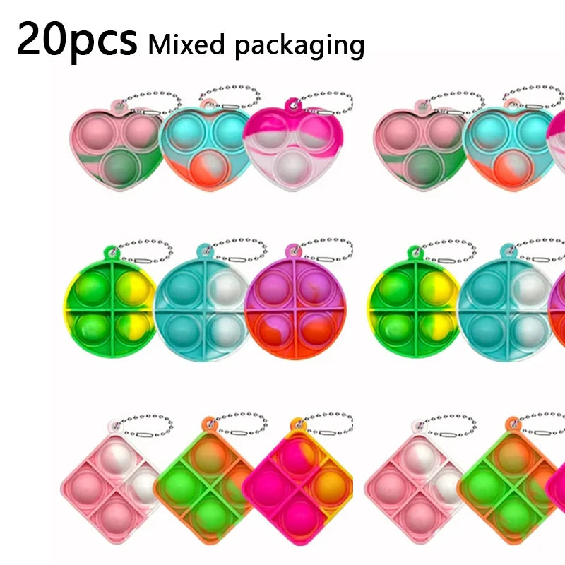 20PCS Mini Pop Keychain Fidget Toys – Classroom Prizes & Party Favor Pack