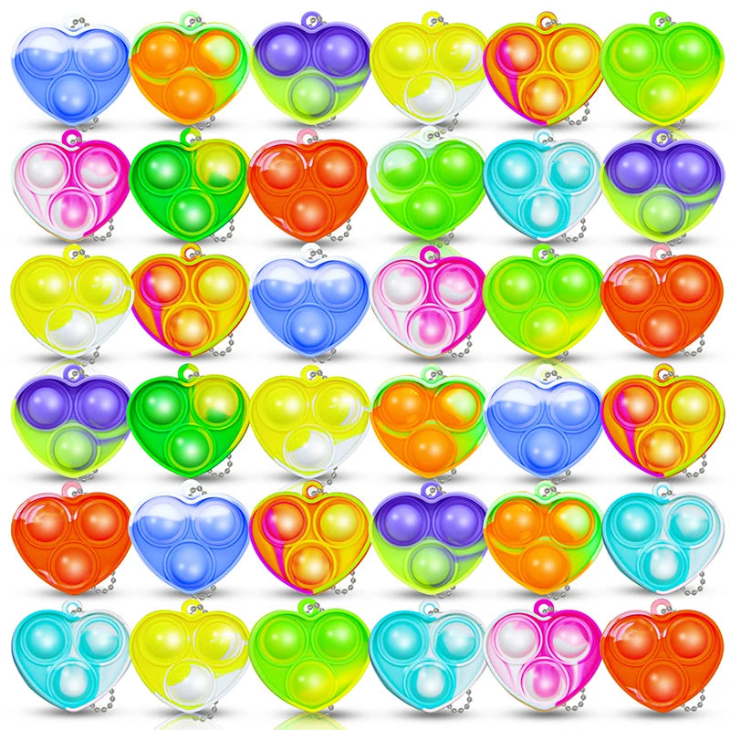 20PCS Mini Pop Fidget Keychain Toys – Party Favor Set