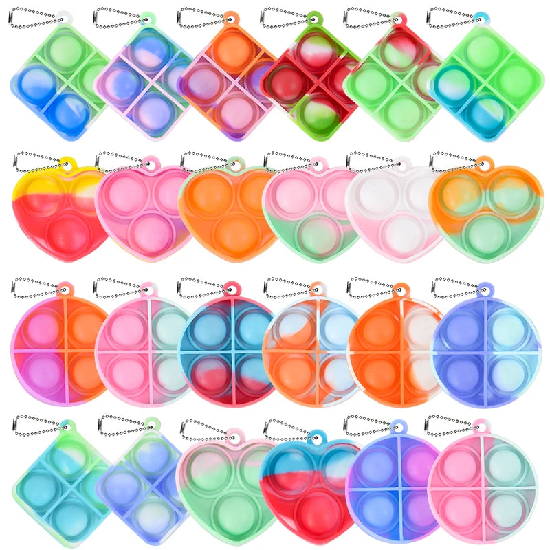 10-30Pcs Mini Pop Keychain Fidget Toys – Party Favor Pack for Kids