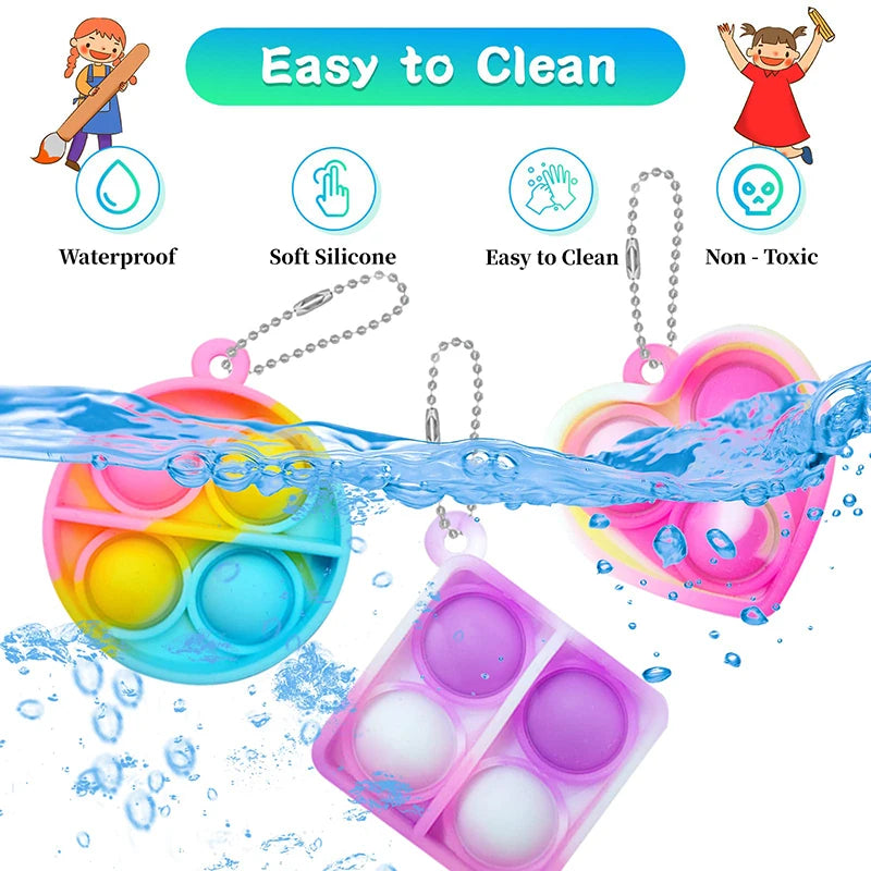 20PCS Mini Pop Fidget Keychain Toys – Party Favor Set