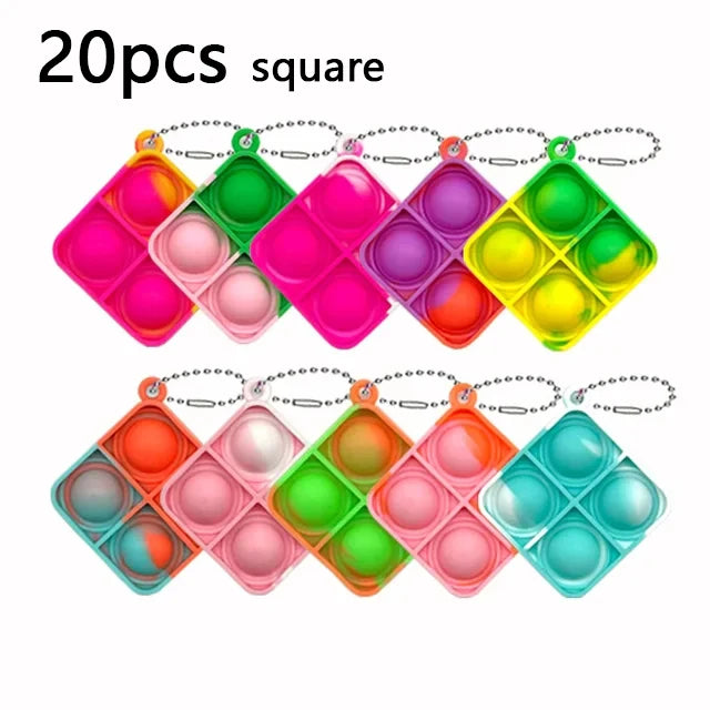 20PCS Mini Pop Keychain Fidget Toys – Classroom Prizes & Party Favor Pack