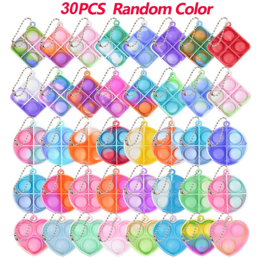 10-30Pcs Mini Pop Keychain Fidget Toys – Party Favor Pack for Kids