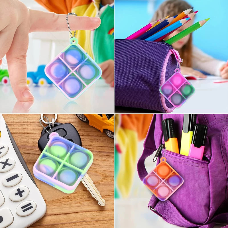 10-30Pcs Mini Pop Keychain Fidget Toys – Party Favor Pack for Kids