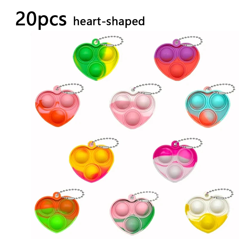 20PCS Mini Pop Keychain Fidget Toys – Classroom Prizes & Party Favor Pack
