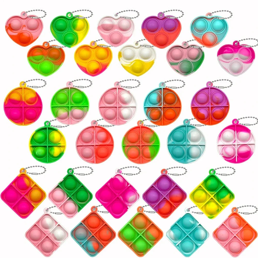 30PCS Mini Pop Keychain Fidget Toy Pack – Party Favor Set