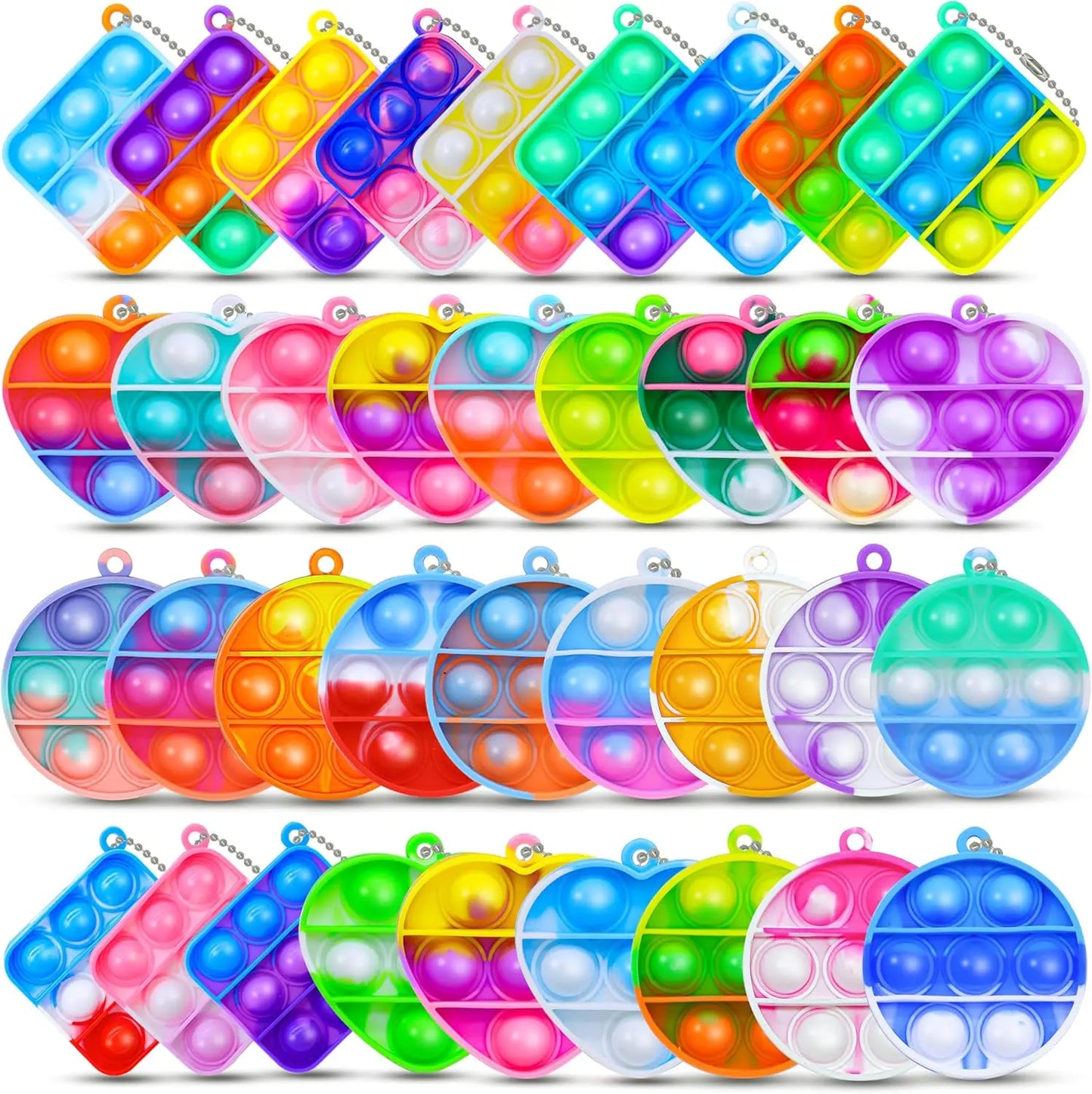 10-50PCS Kids Party Favors Toys Pack Mini Pop Keychain Bulk Packs Toy Classroom Easter Eggs Fillers