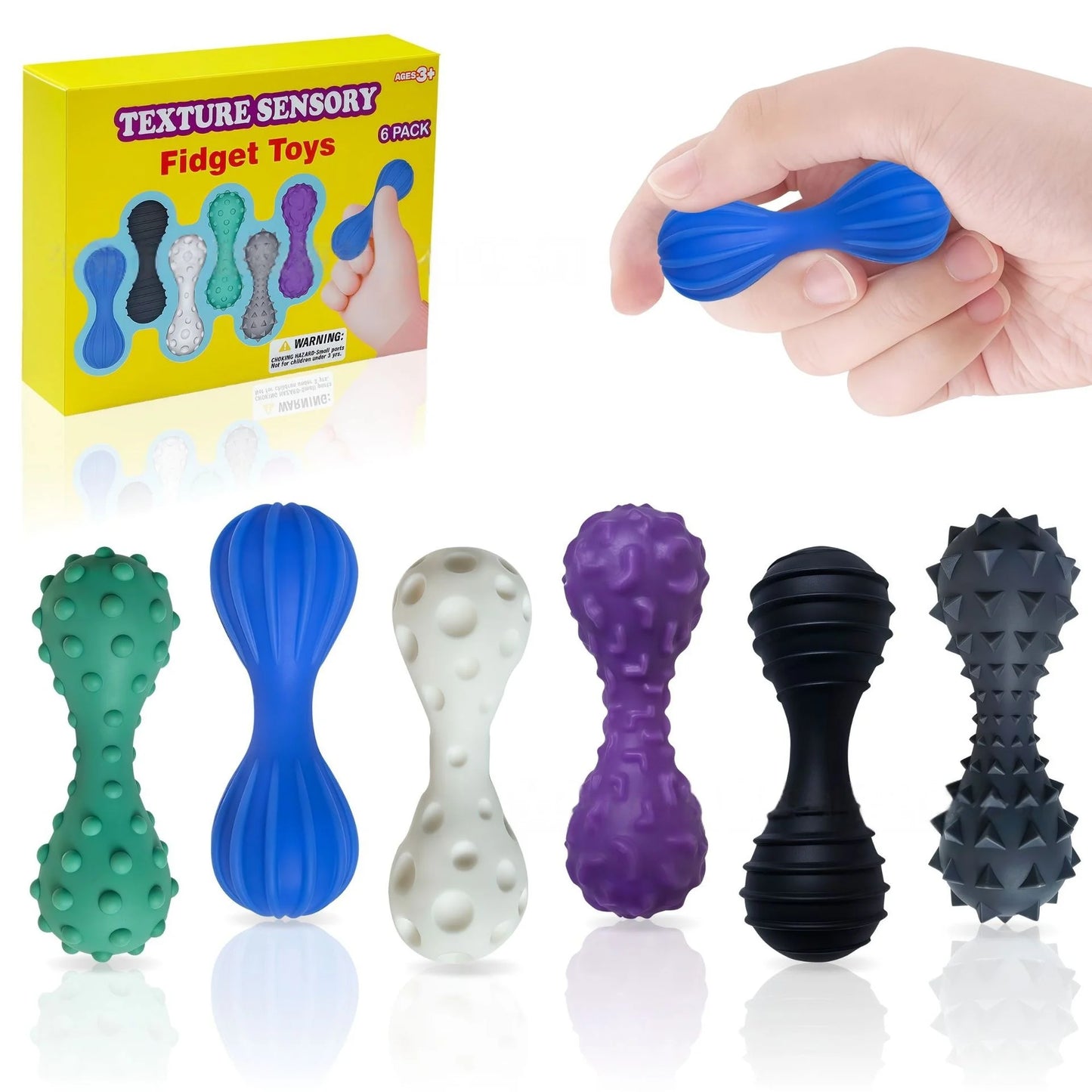 Sensory Fidget Toys for Kid Adults 6 Pack Textured Sensory Stone for Calming Anxiety Relief Anti Stress Toy for Autism Children