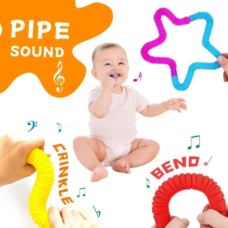 8 16 24 32 Pcs Pop Tubes Toy Set – Fine Motor Skill Fidget Tubes for Kids & Toddlers