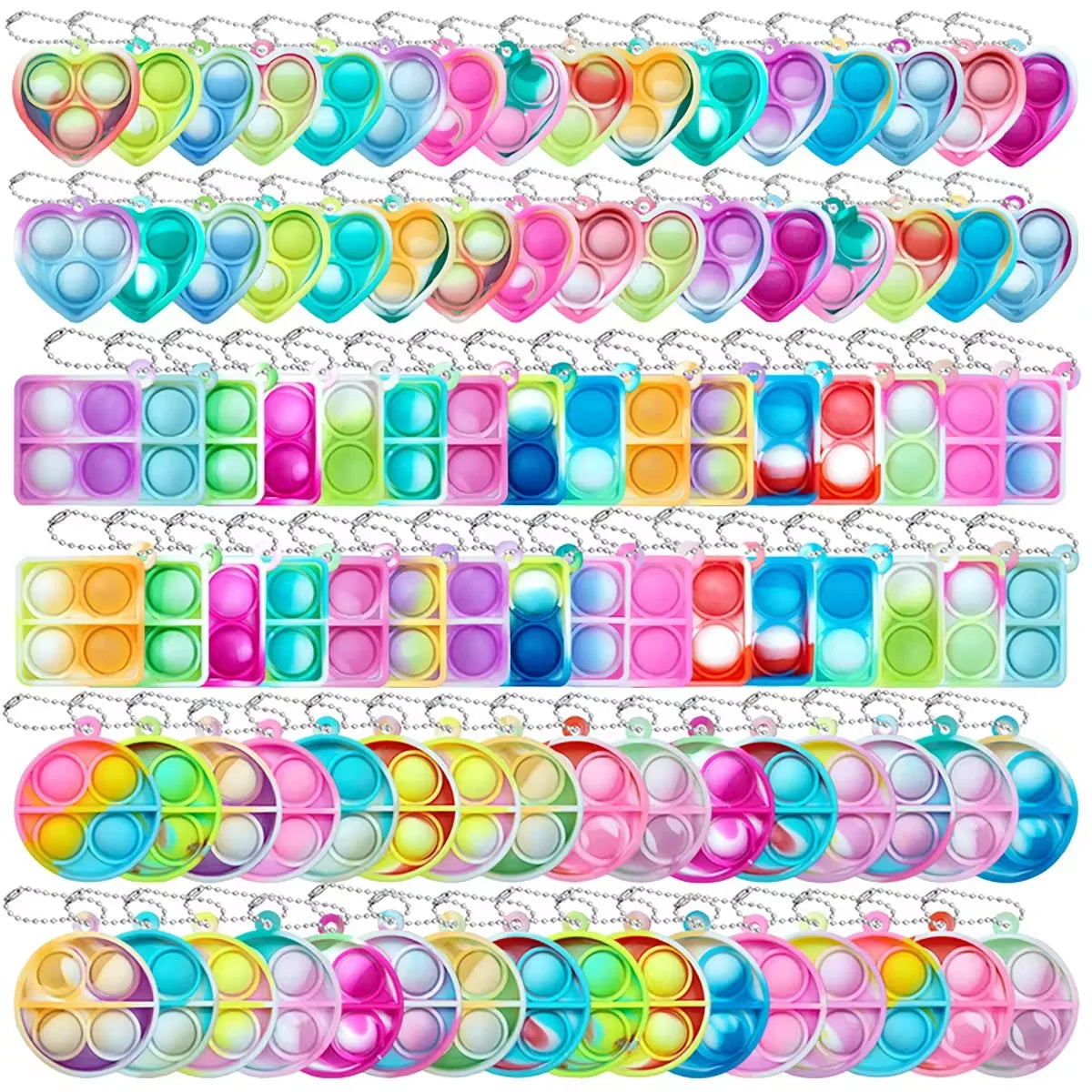 20PCS Mini Pop Keychain Fidget Toy Set – Classroom Prize & Party Favor Pack