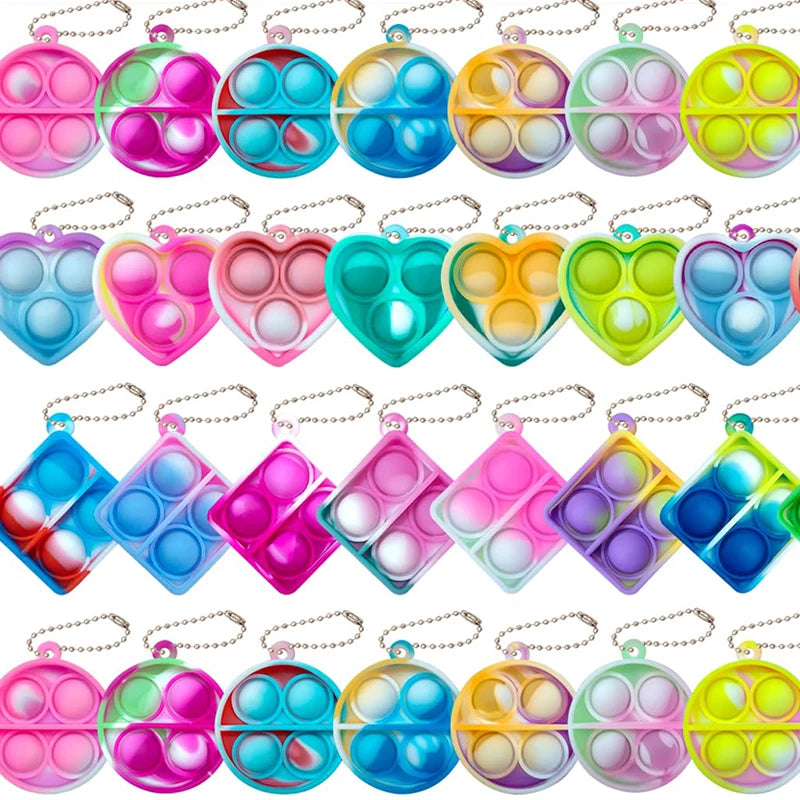 20PCS Mini Pop Fidget Keychain Toys – Party Favor Set