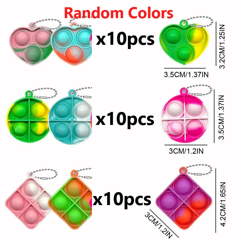 30PCS Mini Pop Keychain Fidget Toy Set – Party Favor Pack