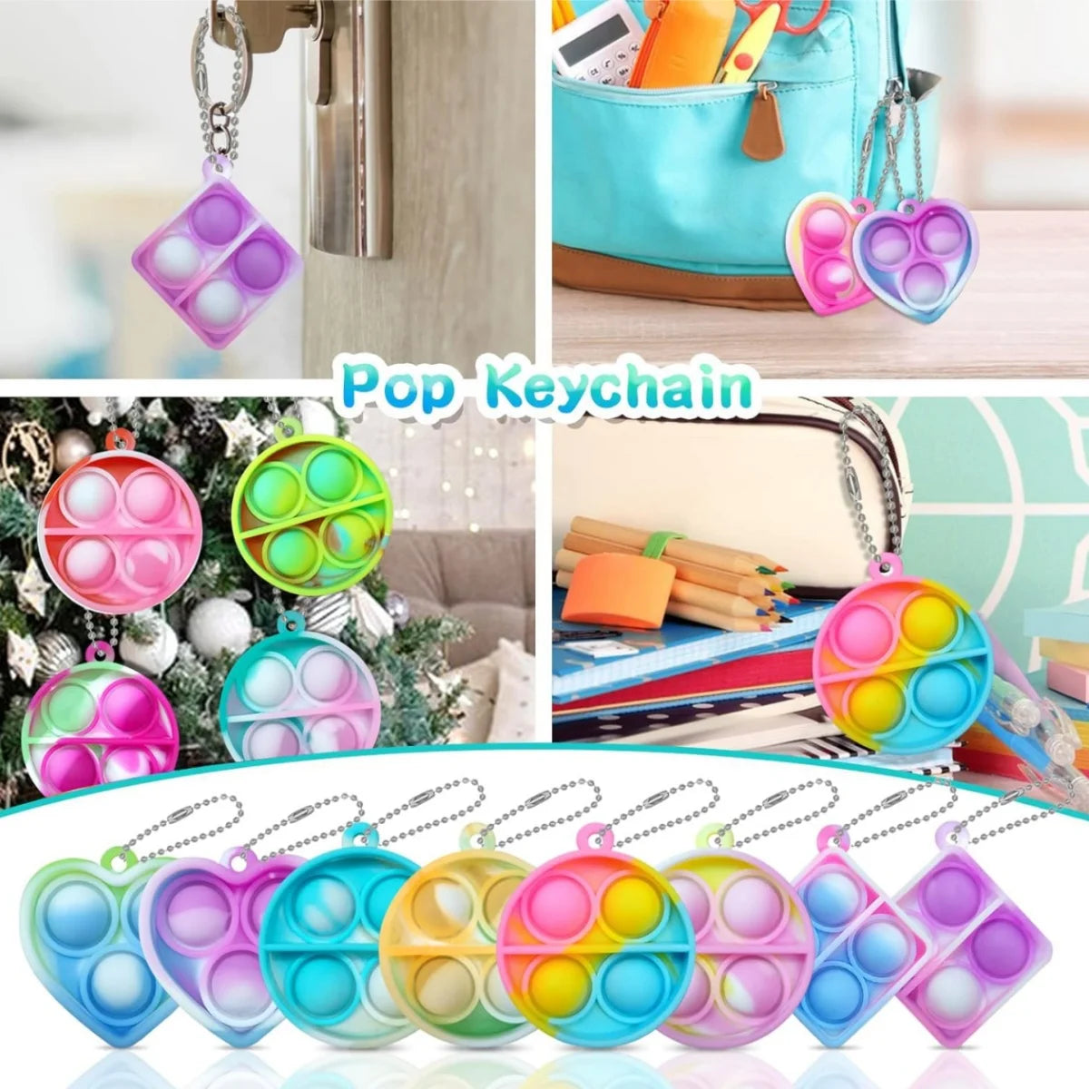 10-50PCS Kids Party Favors Toys Pack Mini Pop Keychain Bulk Packs Toy Classroom Easter Eggs Fillers