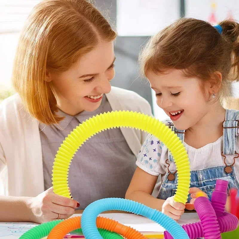 8 16 24 32 Pcs Pop Tubes Toy Set – Fine Motor Skill Fidget Tubes for Kids & Toddlers