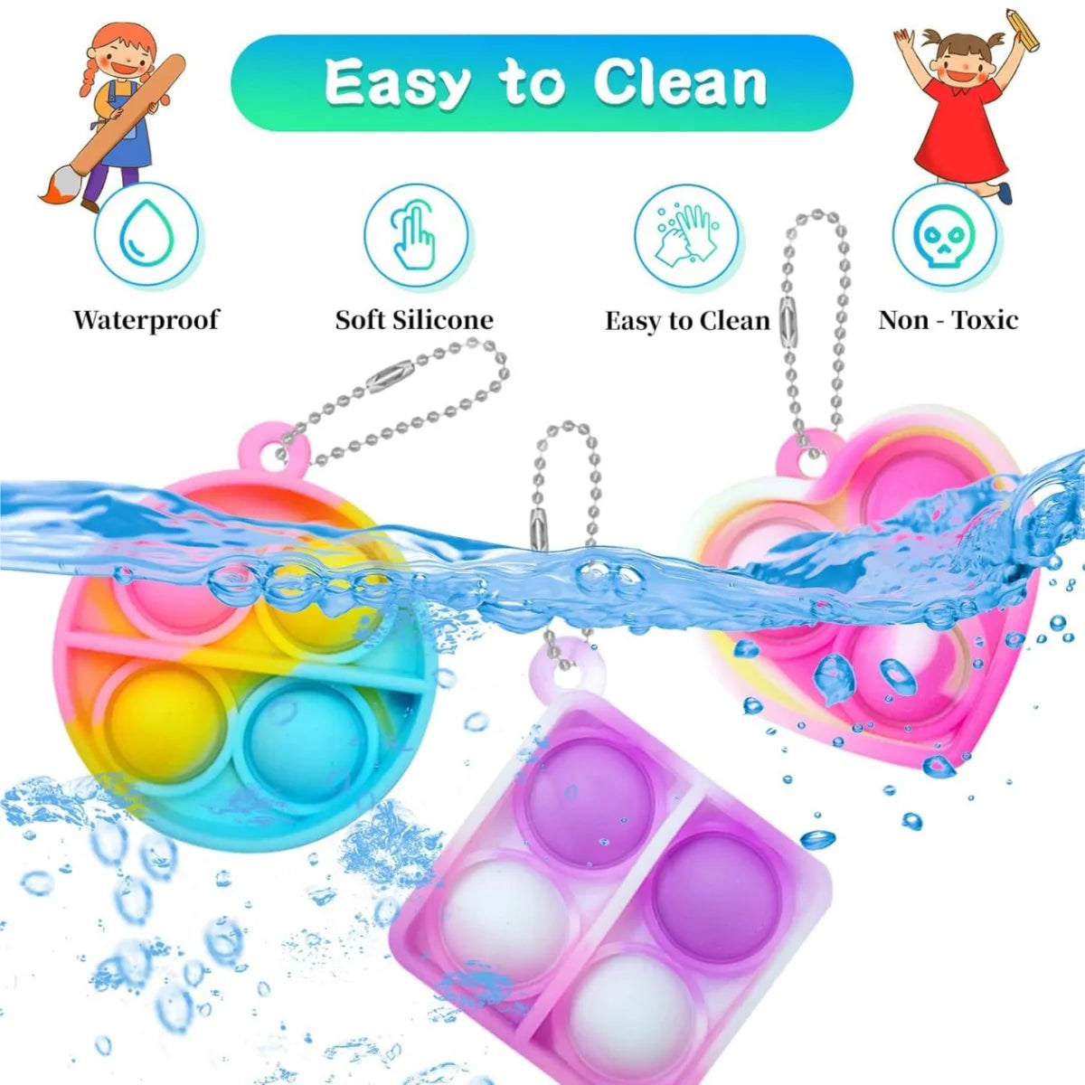 10-50PCS Kids Party Favors Toys Pack Mini Pop Keychain Bulk Packs Toy Classroom Easter Eggs Fillers