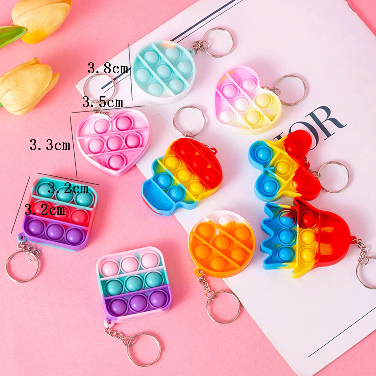 20PCS Mini Pop Keychain Fidget Toys – Bulk Party Favor Set for Kids