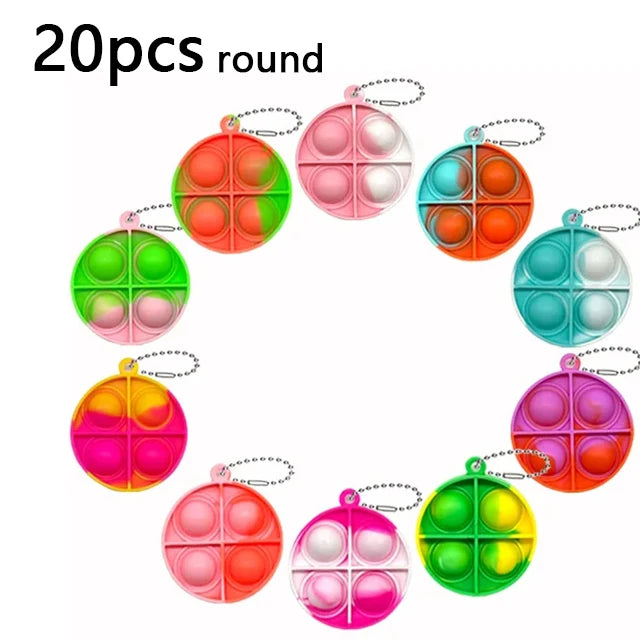 20PCS Mini Pop Keychain Fidget Toys – Classroom Prizes & Party Favor Pack