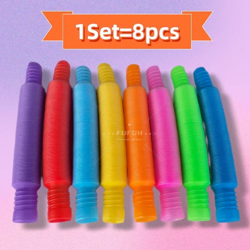 8 16 24 32 Pcs Pop Tubes Toy Set – Fine Motor Skill Fidget Tubes for Kids & Toddlers